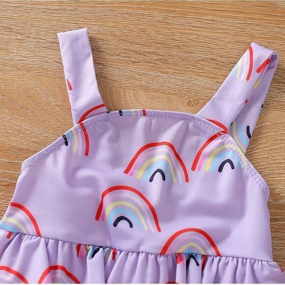 NWT Purple Rainbow Ruffle Baby Swimsuit - Picture 5 of 7